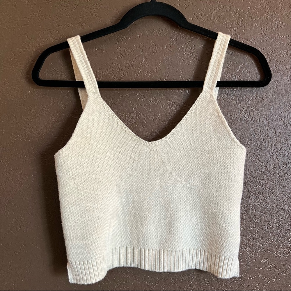 Zara Cream Corset Knit Crop Tank S